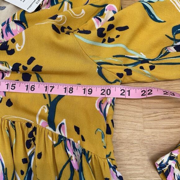 Free People Bella Tunic Blouse Top Womens Size S Yellow Floral Flowy Boho NWT - Picture 8 of 9
